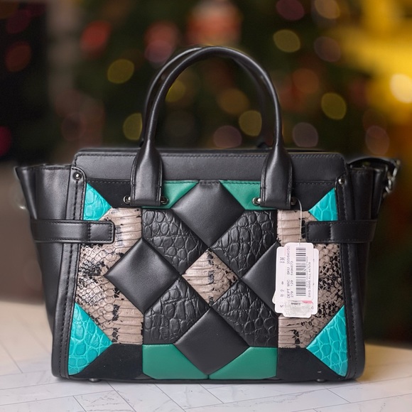 Coach Black Turquoise Canyon Quilted Swagger 27 - Picture 2 of 6
